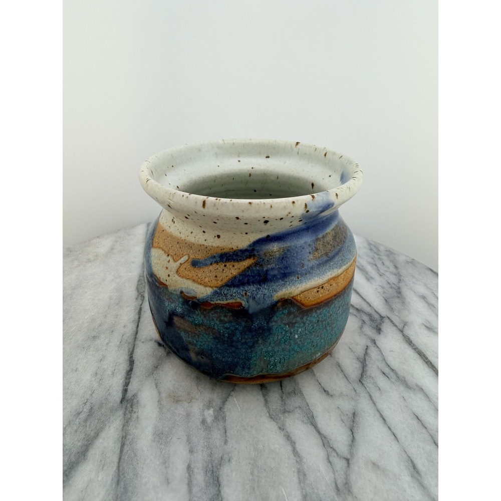 Vintage Klickitat Pottery Studio Art Vase Hand Thrown Stoneware Jar Blue Brown - Picture 11 of 14
